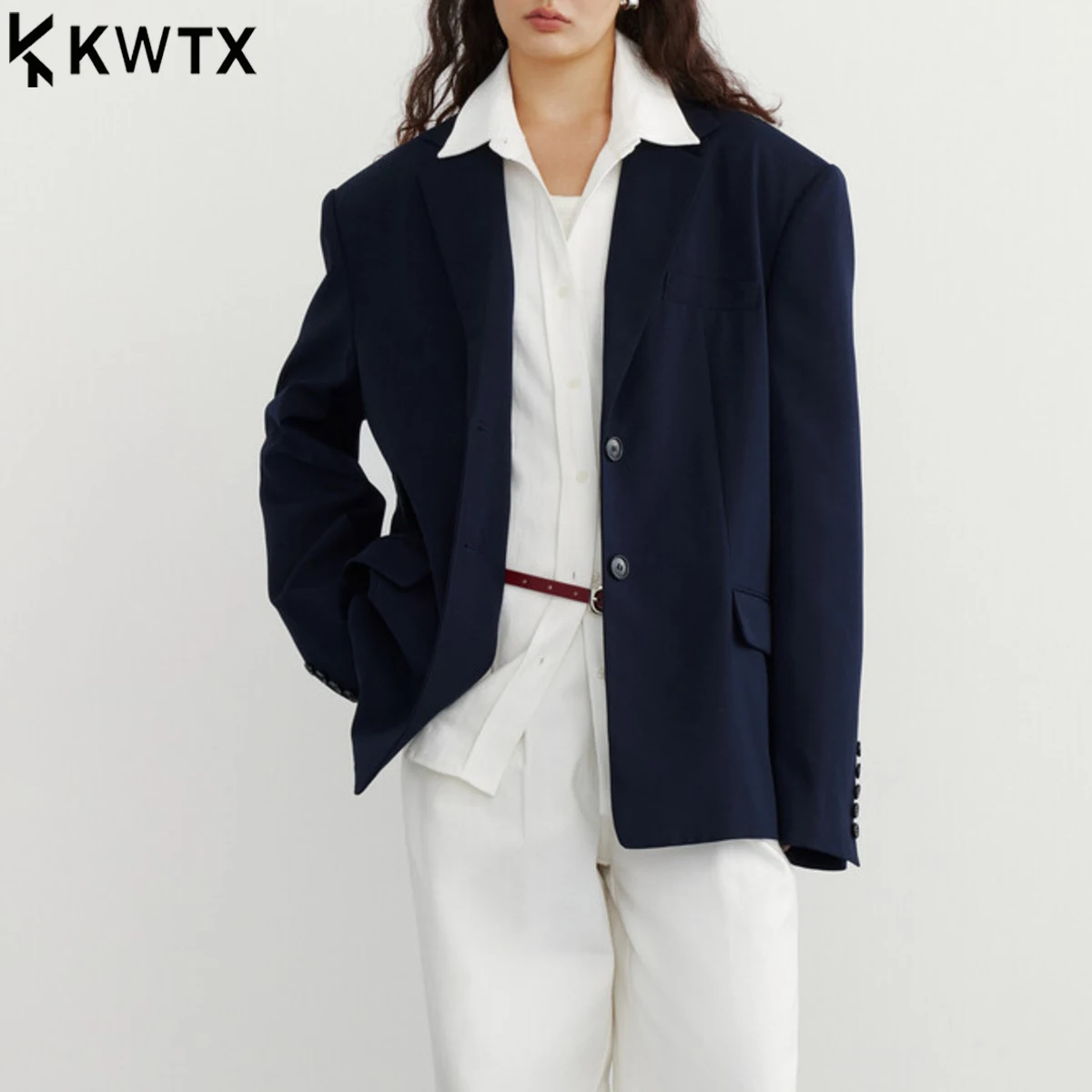 

KWTX 2025 New Women's Casual Blazer Fake Two-Piece Patchwork Single Breasted Lapel Slim Fit Comfortable Premium Spring Autumn
