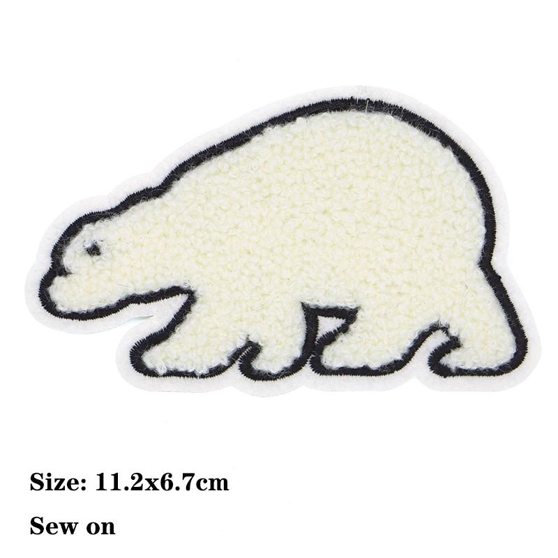 Cute Bear Panda Dog Penguin Fox Chenille Icon Towel Embroidery Applique Patch For Clothing DIY Sew on Patch on the Stickers