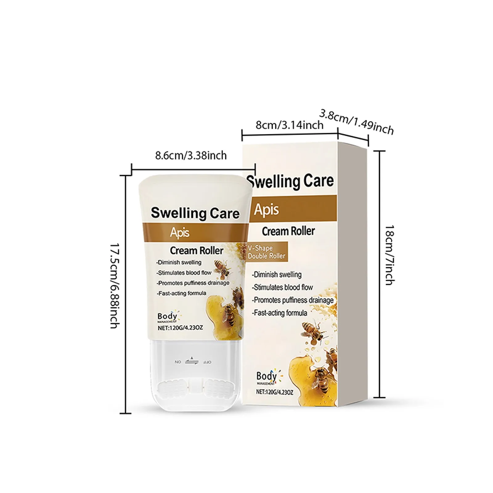 Anti-Swelling Roller Cream 120g - Firming Moisturizer for Edema Relief, Fine Line Reduction & Skin Lifting (Dermatologist-Tested