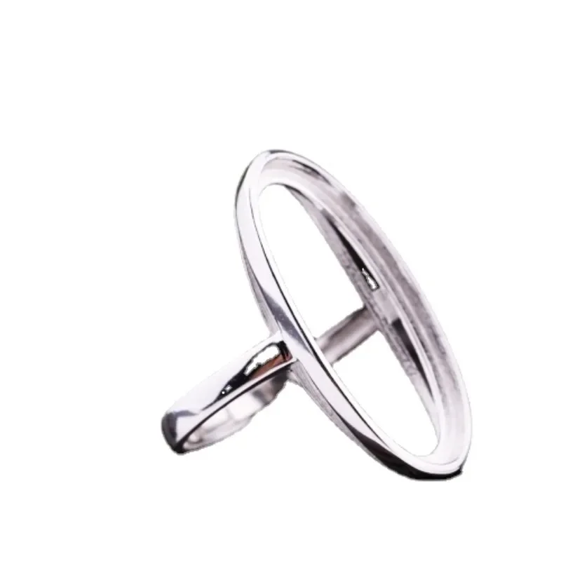

Fine Silver 925 Sterling Silver Engagement Wedding Ring 15x30mm Oval Cabochon Amber Lapis Lazuli Semi Mount Ring Jewelry Setting