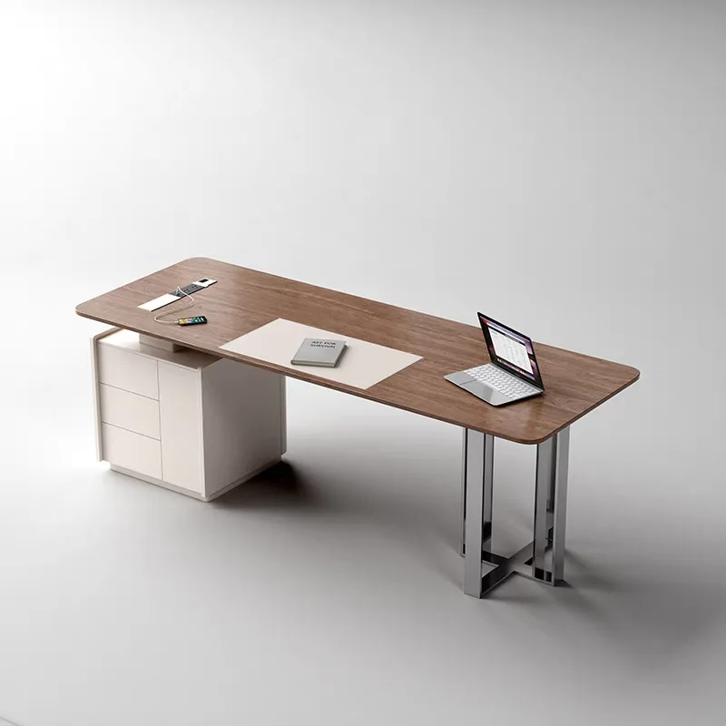 

Italian light luxury walnut solid wood desk simple modern high-end computer desk
