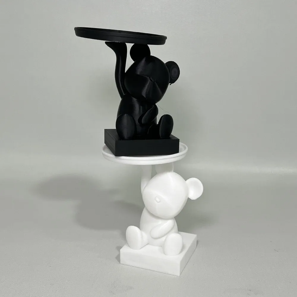Exquisite Funny Bear Storage Tray Decorations Creative 3D Printing Ornaments Multi-functional Jewelry Display Holder Home Decor