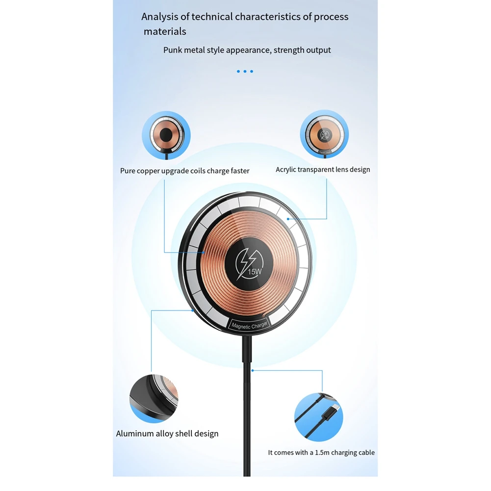 15W Magsafe Wireless Magnetic Attraction Charger Magnetic Charger For Iphone 12 13 14 15