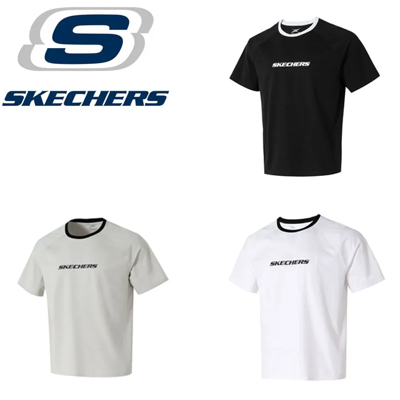 Skechers Unisex Knitted Crew Neck Short Sleeve T-Shirt Loose Comfortable Breathable Sports Training Tee P225U118