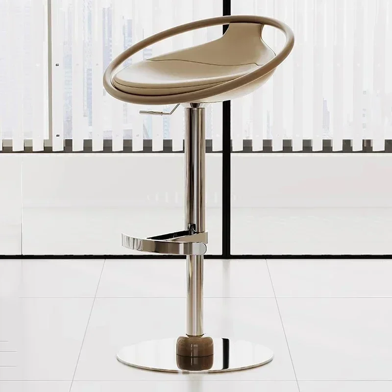 

Leather Luxury Reception Bar Stools High Nordic Rotating Kitchen Counter Stools Accent Design Island Cadeira Furniture on sale