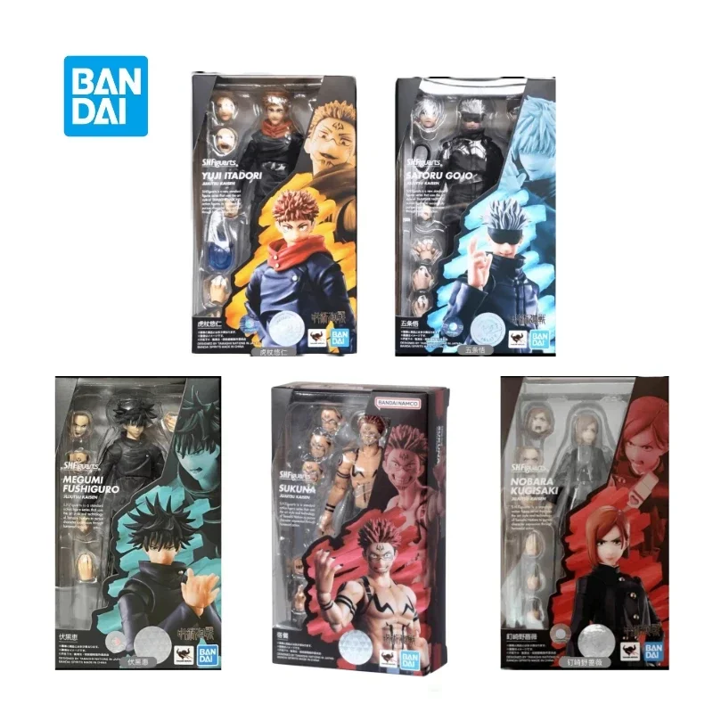 

In Stock Bandai Original Jujutsu Kaisen Satoru Gojo Kugisaki Nobara Fushiguro Megumi Anime Action Figure Model Toy Hoilday Gift