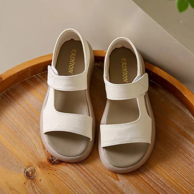 

Official-website High Quality Flat Non-slip Soft Beach Shoe Fashion Open Toe Velcro Platform Sandals New Women Designer Slippers