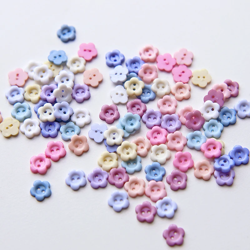 8mm Mini Flower Buttons 2-Hole Doll Clothes Resin Buttons for DIY Handcraft Supplies Doll Shirt Sewing Accessories Card Making