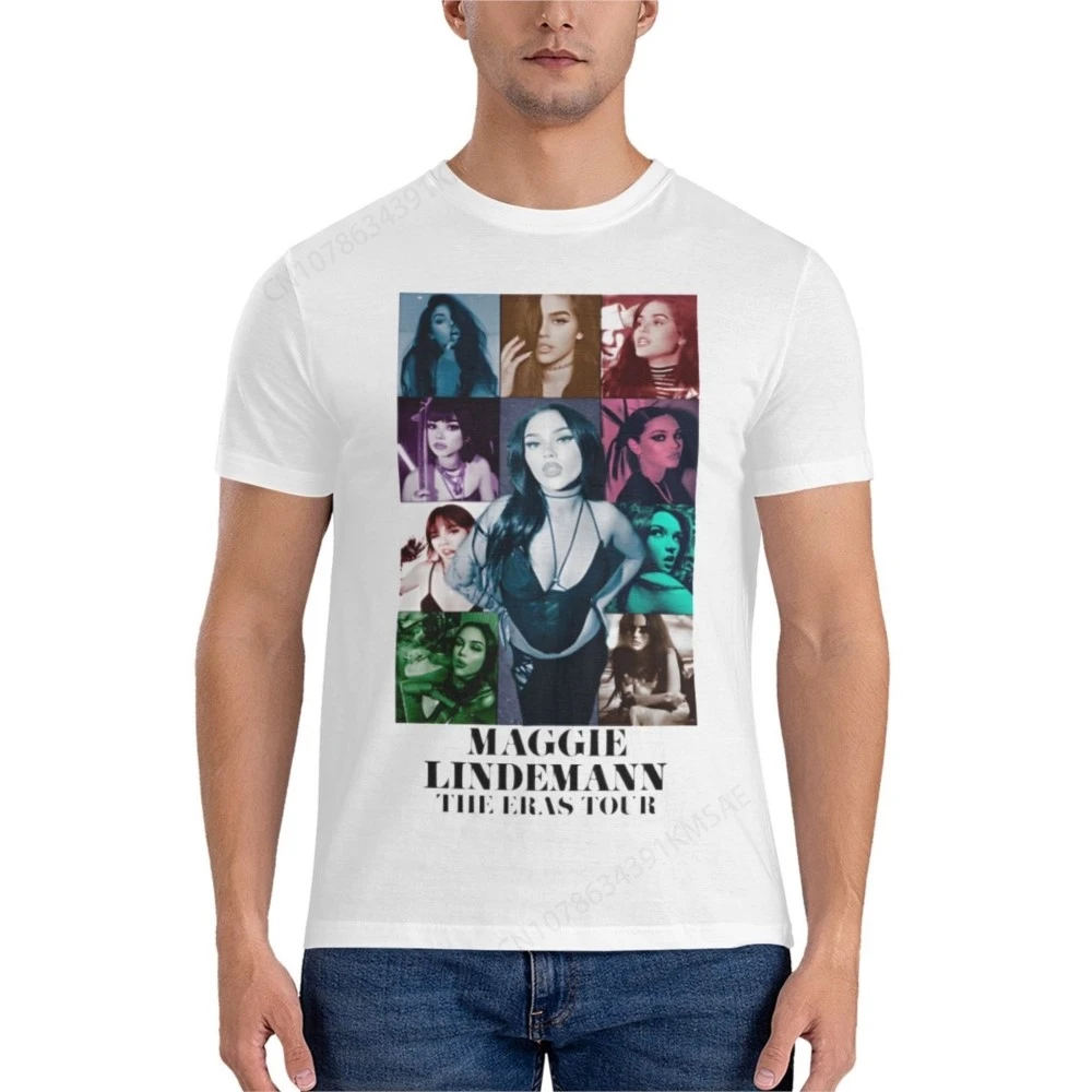 Men's T-Shirt The Eras Tour Hipster Cotton Tees Short Sleeve Maggie Lindemann Singer T Shirts O Neck Clothes Birthday