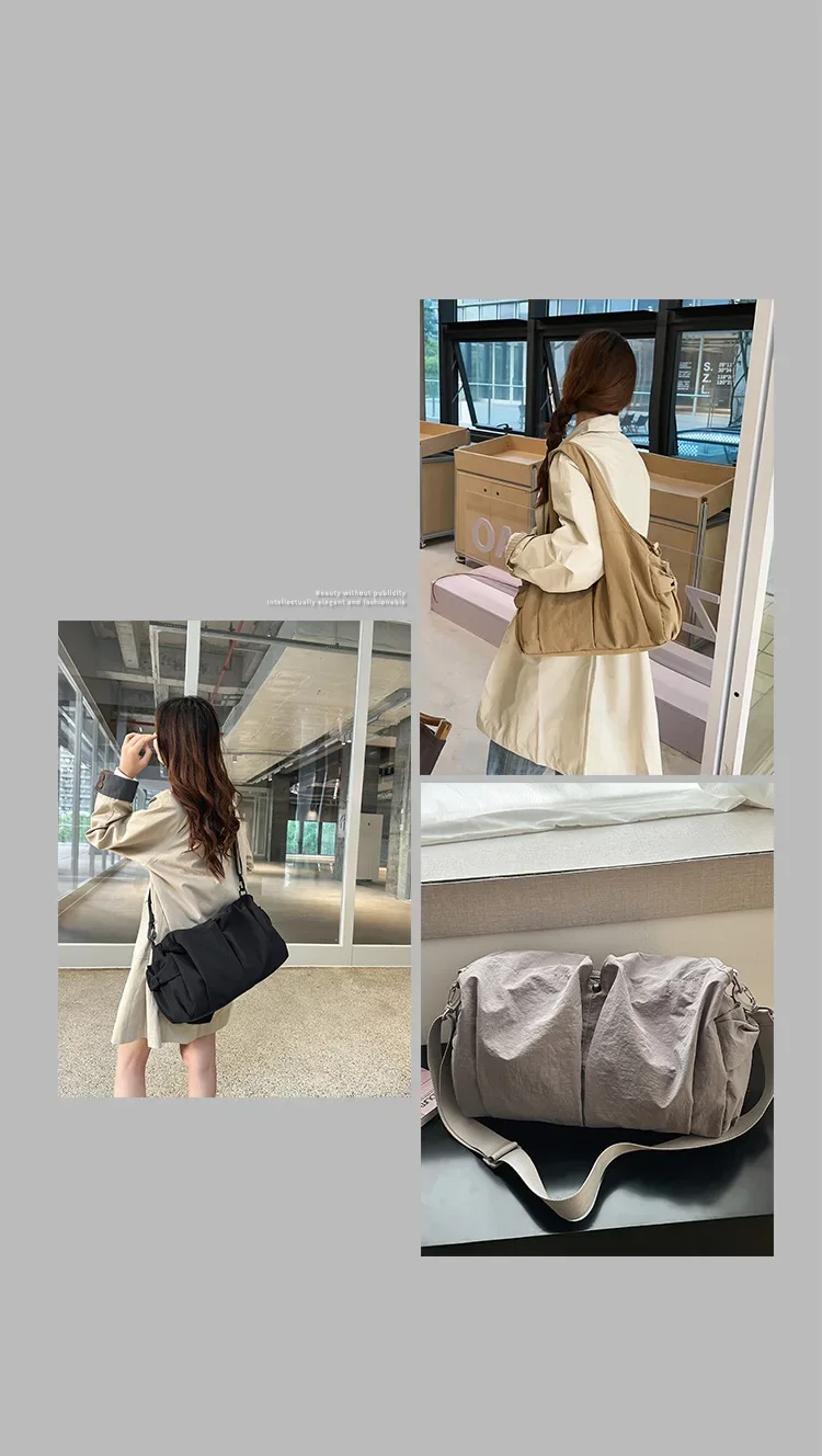 Damentaschen, Nischentaschen, leichte, großvolumige Nylontaschen, vielseitige leichte Umhängetaschen, lässige Messenger-Taschen – Detail 4