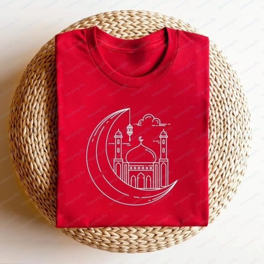 Eid Al-Fitr Ramadan Mosque Islamic Muslim Art Tshirt Casual Fashion Loose Harajuku Man T Shirt Short Sleeve Cotton Soft Tees