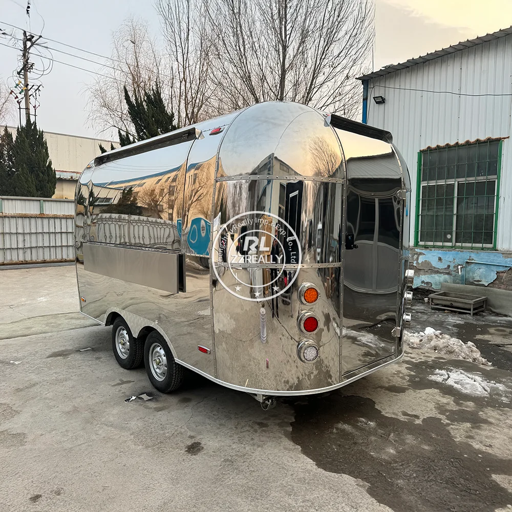 Kustomisasi baja tahan karat Trailer Makanan Pabrik Dibangun Bar Seluler Dapur Toko Teh Boba Truk Makanan Gaya Penarik