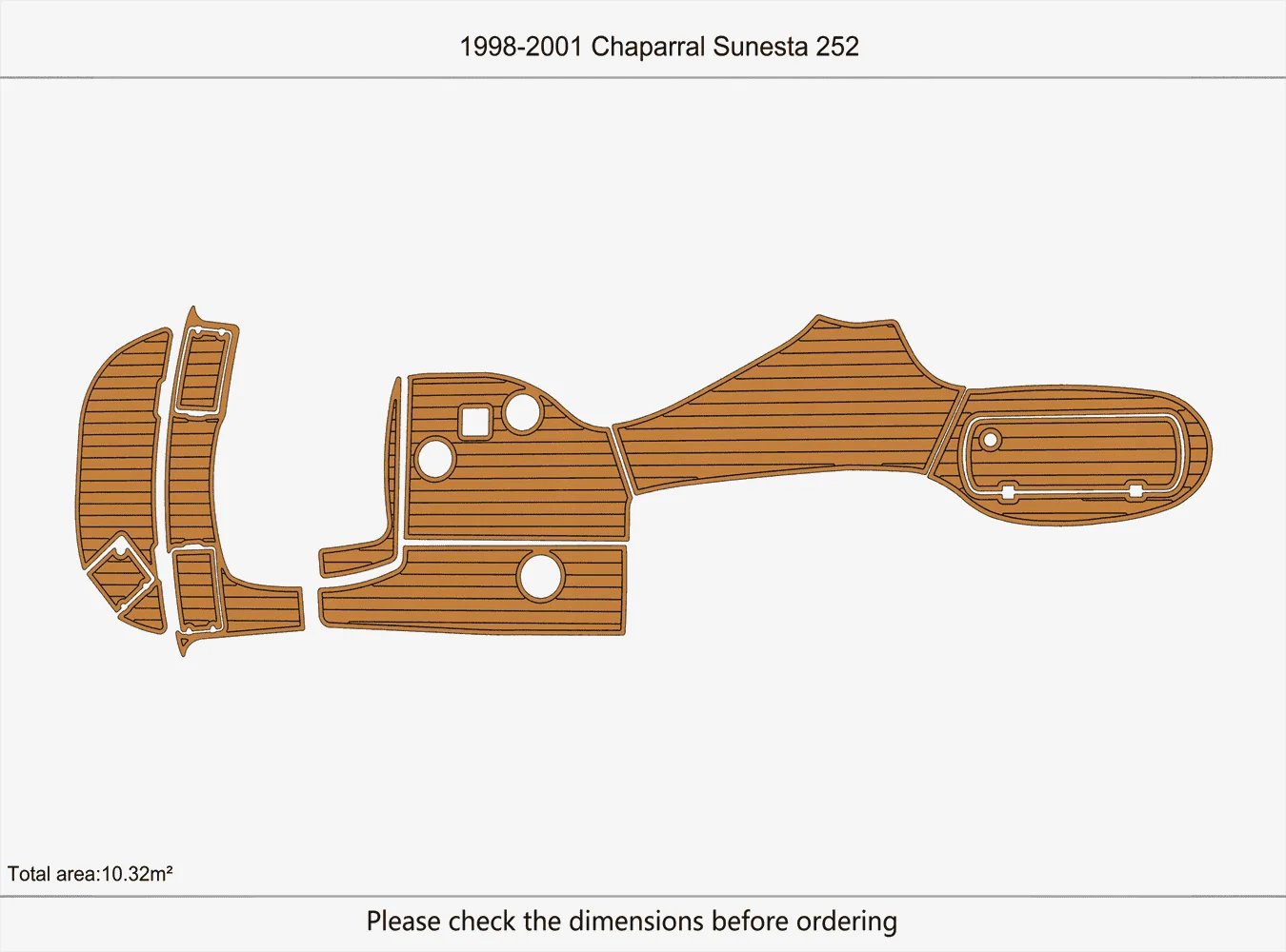 

1998-2001 Chaparral Sunesta 252 Swim PlatformCockpit Boat EVA Foam Teak Floor Pad Mat