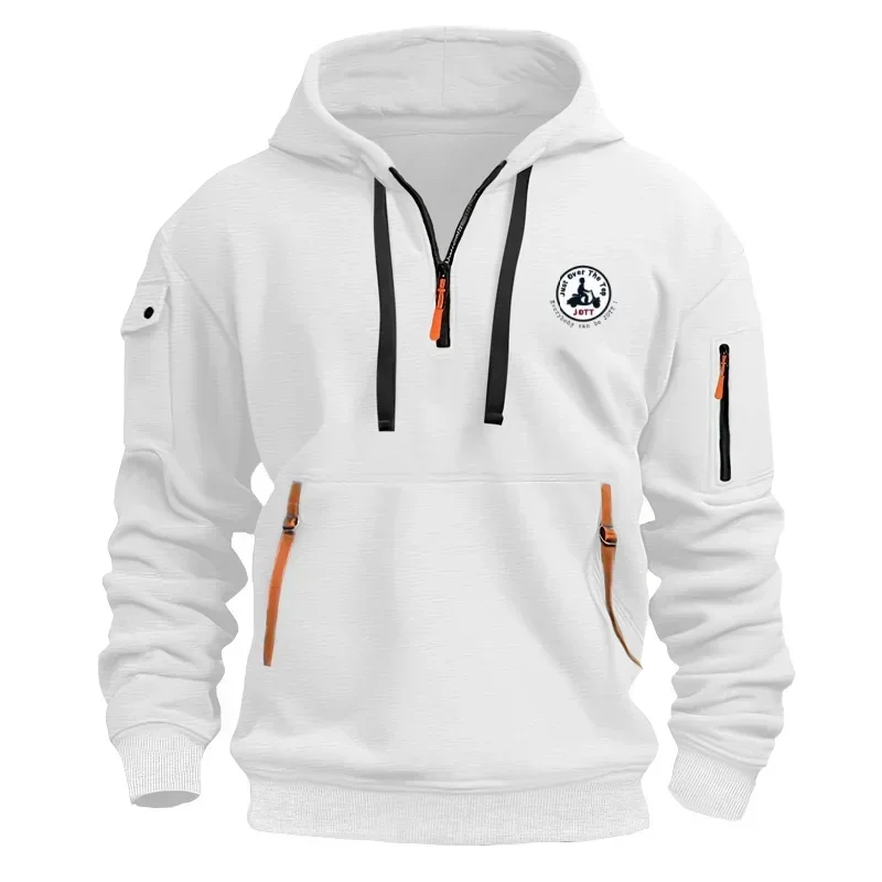 هوديي رجالي للخريف والشتاء، بلوزة مريحة جديدة مخصصة، بلوفر، سويت شيرت، قميص كاجوال بقلنسوة بسحاب متعدد الجيوب