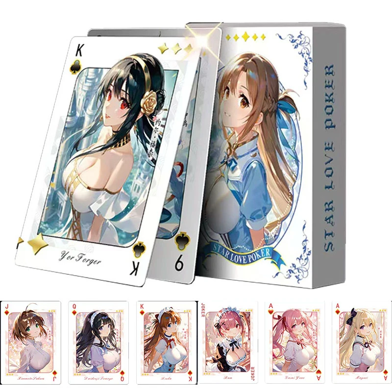 Nova estrela amor poker anime deusa coleção waifu cartas rem kafka altamente popular anime feminino chumbo fresco doce jogando cartas