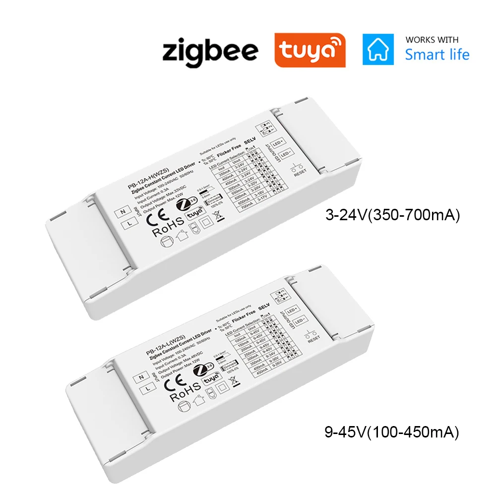 

12W Zigbee LED Driver Brightness adjust 3-24V / 9-45V Single Color Strip Smart Life APP Voice Control Dimmable For Alexa Google