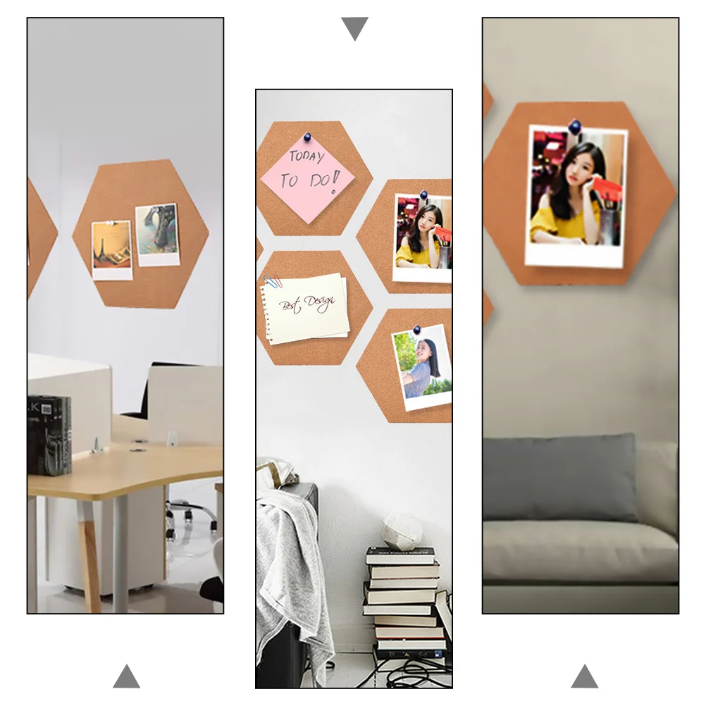 10 قطعة لوحات إشعار الفلين السداسي لوحة رسائل ذاتية اللصق للمنزل والمكتب صور جدار نشرة مذكرة عرض جدار الصورة #6