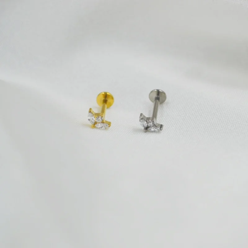 Lot10pcs Body Jewelry 16G  G23 Titanium Astm F136  CZ  Lip Labret Bar Ear Helix Tragus Rook Bar Piercing Jewelry New Shine