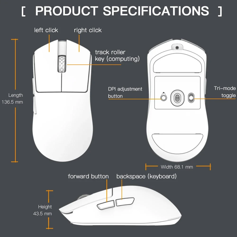 Darmoshark Official M9 Gaming Mouse Wireless 8k 30KDPI PAW3950 Sensor Big Hand Bluetooth Mouse Macro Lightweight 59g Mice Gifts