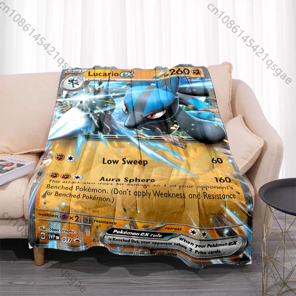 

Одеяло с принтом Pokemon Cards Lucario, 4-сезонное мягкое пушистое одеяло для детей и взрослых, одеяло для дивана-кровати, одеяло для путешествий на открытом воздухе, кемпинга