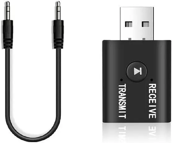 10PCS 2-in-1 For 5.0 Audio Adapter Wireless Transmitter & Receiver For Car TV Speakers & PC-USB & AUX Connectivity