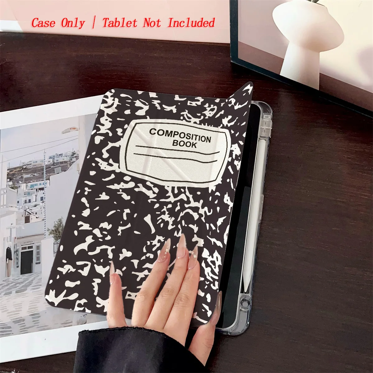 Minimalist Y-Fold Acrylic Black & White Patterns iPad Case For Apple iPad Pro 11/12.9 Air 3/4/5 Mini 5/6 8th-10th Gen Cover