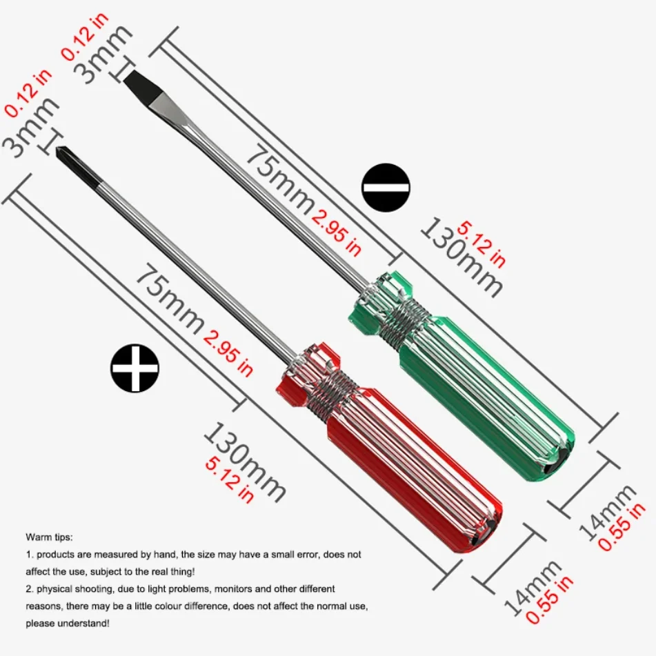 3*75mm Screwdriver Slotted Phillips Magnetic Tip Nut Driver Crystal Clear Handle Cross Flat Screw Key Precision Hand Tools 1 PCS