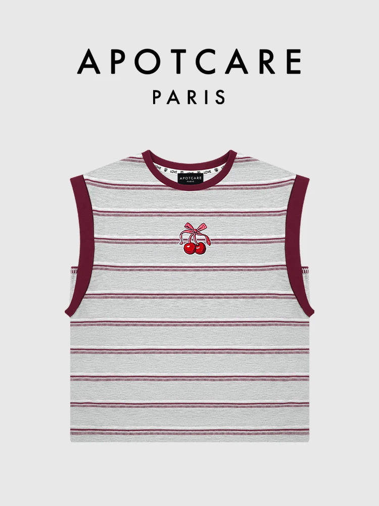 

New Arrival APOTCARE Official Website Cherry Fruit round Ne Svel T-irt Women Summer Top Cotton Polyester Blend