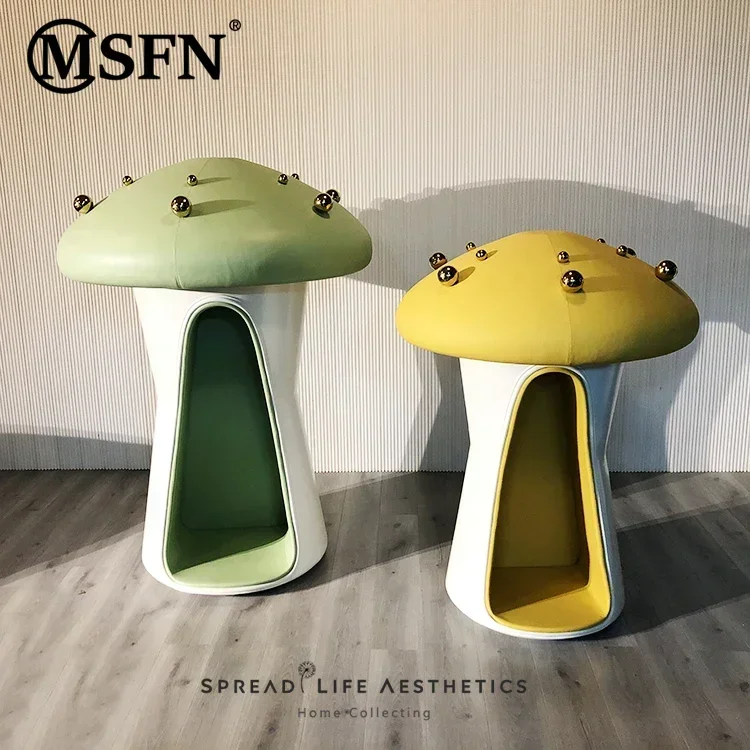 Light Luxury Design Creative Art Mushroom Children's Cabinet Low Stool Bedroom Living - view 4
