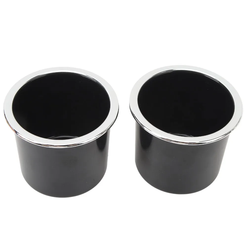 

2 Pcs Easy Installation Black Cup Holder 73mm with Silver-plated Edges Can Holder 2.87 Inch Drink Holder Couch