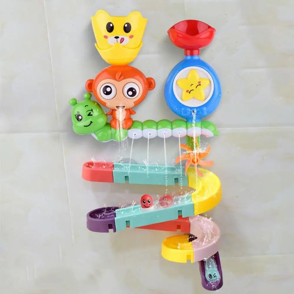 Mainan Cangkir Isap Geser Jalur DIY Warna-warni Jalur Perakitan Bayi Lucu Set Geser Bak Mandi Lucu Plastik untuk Bak Mandi Anak-anak