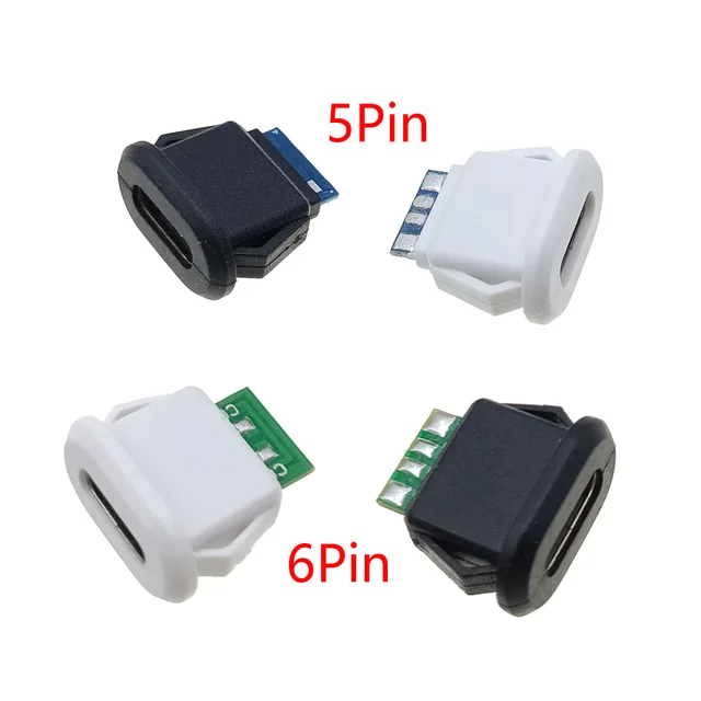 5 szt. 5/6Pin typ USB-C wodoodporne złącze USB 5A bezpośrednia kompresja żeńskie gniazdo podstawowe interfejs ładowania wtyczka ogonowa interfejs