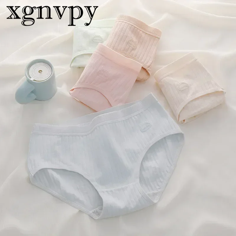 xgnvpy High Waist Soft Breathable Underwear Women Seamless Solid Color Plus Size Panty Briefs Sexy Lingerie Female Comfortable