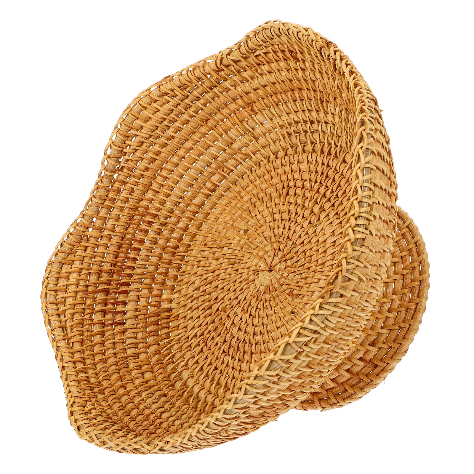 

Handcrafted Round Woven Basket Sturdy Rattan Storage Organizer for Keys Wallet Snacks Cosmetics Fruits Chips Bread Condiments