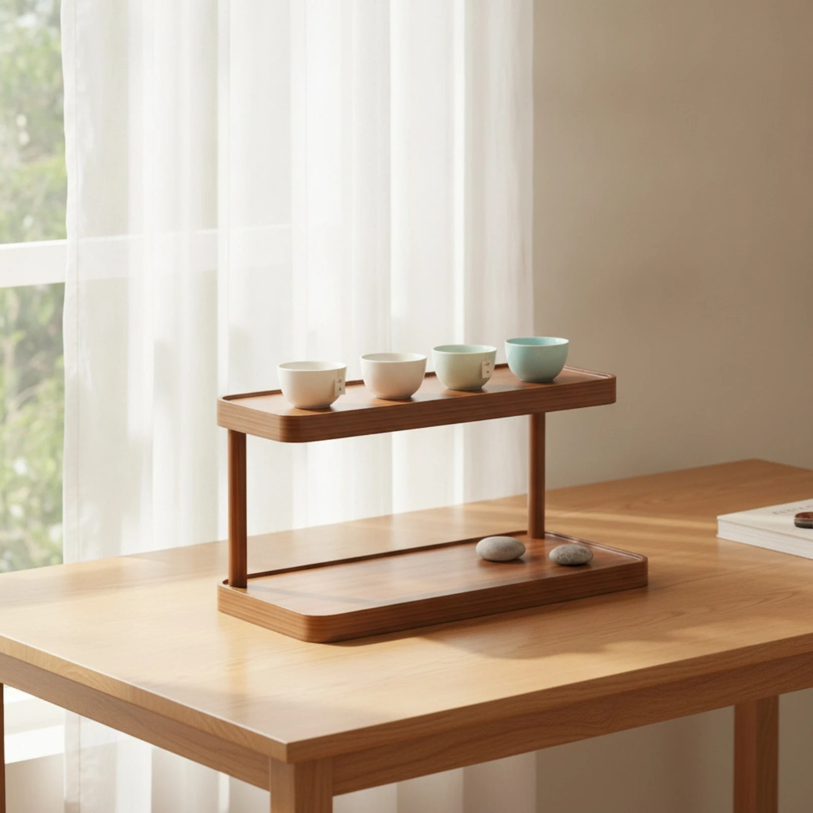 Countertop Shelf Organizer Slim Desktop Storage Rack Desktop Storage Organizer Sturdy Two-Tier Display Shelf Kitchen