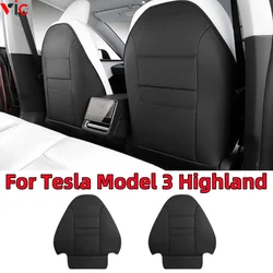 Protector de patada para asiento trasero de Tesla modelo 3 Highland 2024, alfombrillas de cuero PU, Organizador de bolsillo impermeable a prueba de arañazos