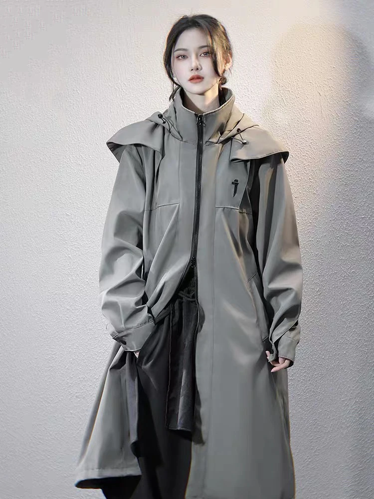 Winter Long Hooded Removable Lining Down Jacket Female Double Zipper Warm Parker Outwears Women Cotton Padded Knee Length Jacket