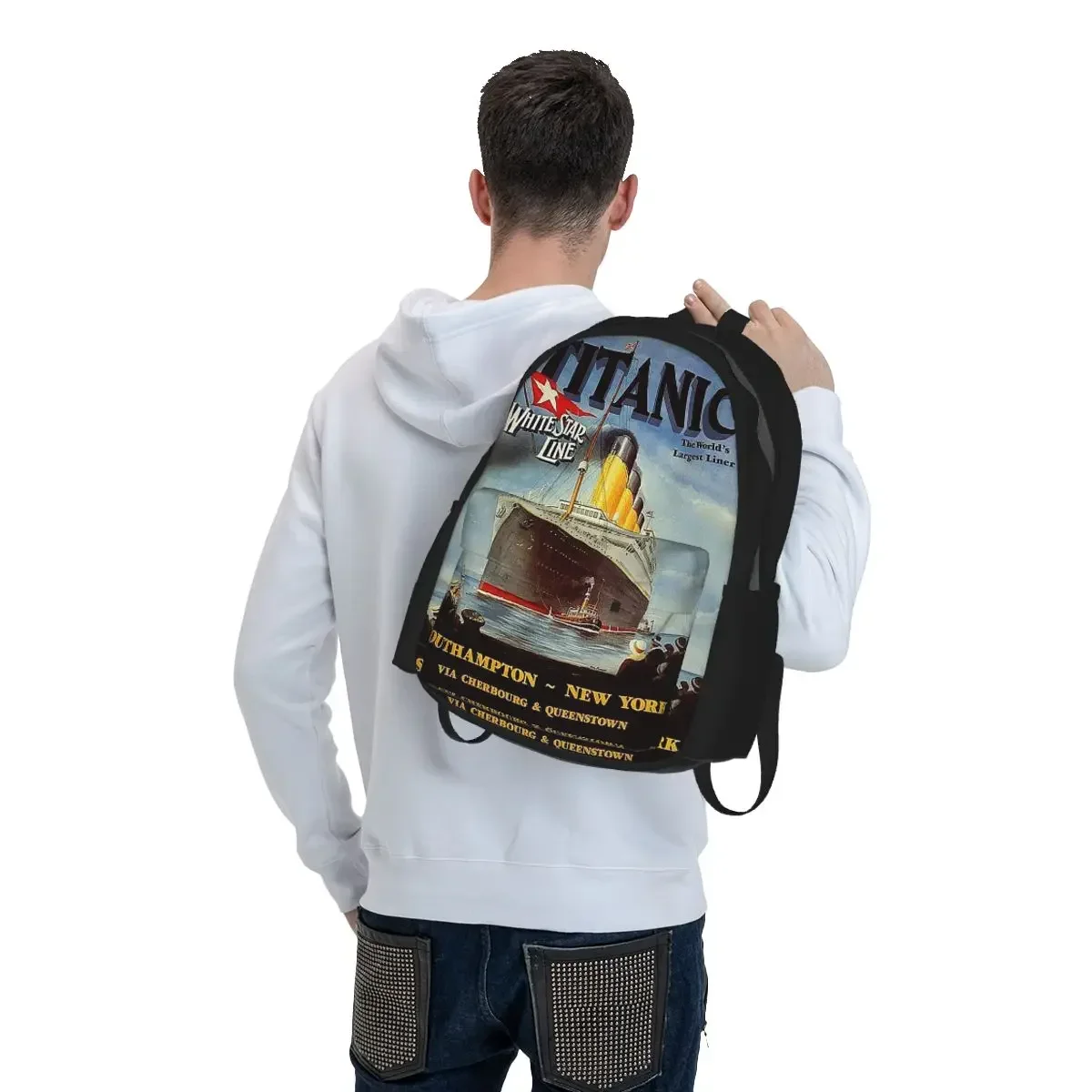Titanic White Star Line Student Backpack School Bag Hiking Travel Daypack for Men Women Bookbag Shoulder Bags