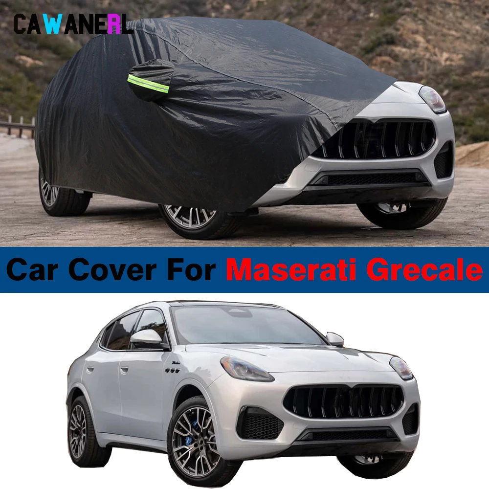 Full Black Car Cover Anti UV Sun Shade Rain Snow Resistant Waterproof SUV Cover For Maserati Grecale 2022-2025