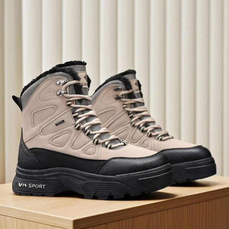 

New Designers High-Top Men Hiking Boot Winter Outdoor Shoes Lace-Up Non-slip Sports Casual Trekking Boots Man Warm Shoes