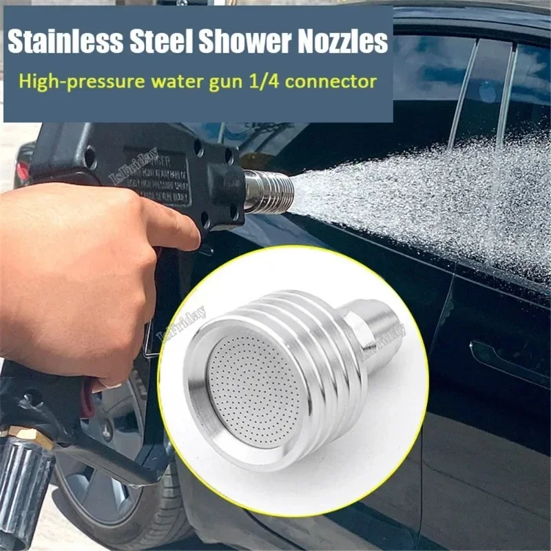 

High Pressure Water Gun Interface Washing Nozzle Stainless Steel Shower Blades 1/4 Quick Connect Wash Cars Garden Urban Tool