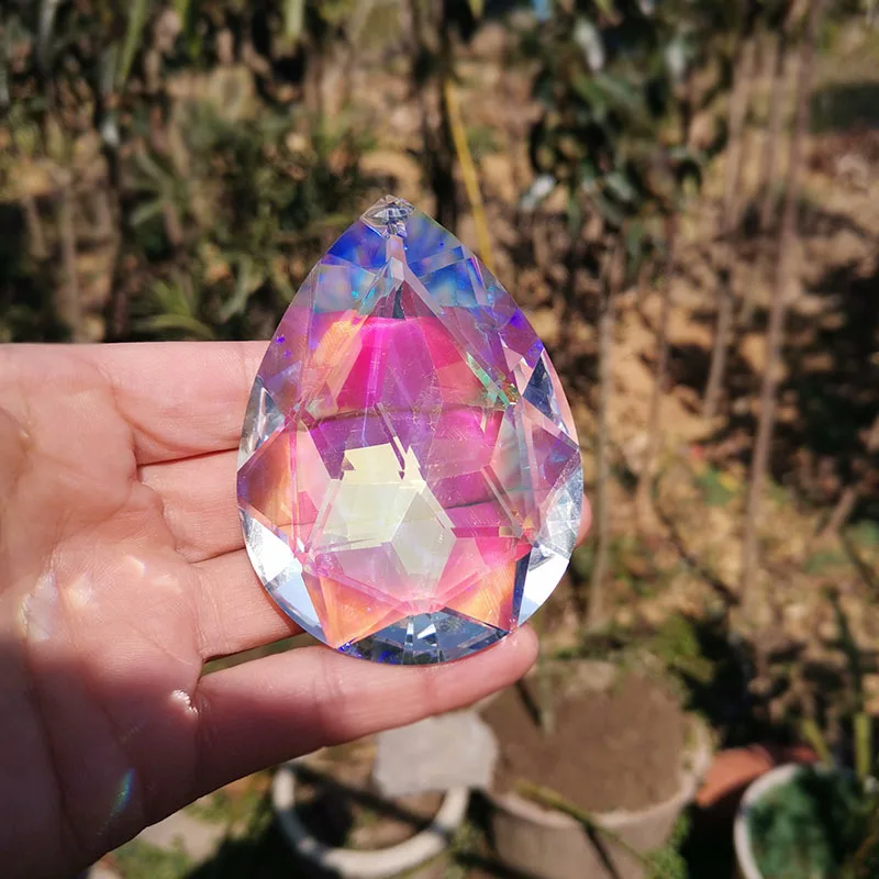 crystal suncatcher rainbow maker bauhinia shape glass chandelier parts crystals prism sun catcher hanging ornaments home decor