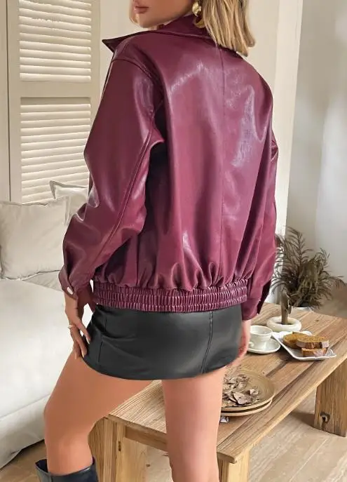 レディース カジュアル ソリッドカラー 長袖 カラー付きジャケット、ジップアップデザイン、着用に最適、秋シーズンに最適