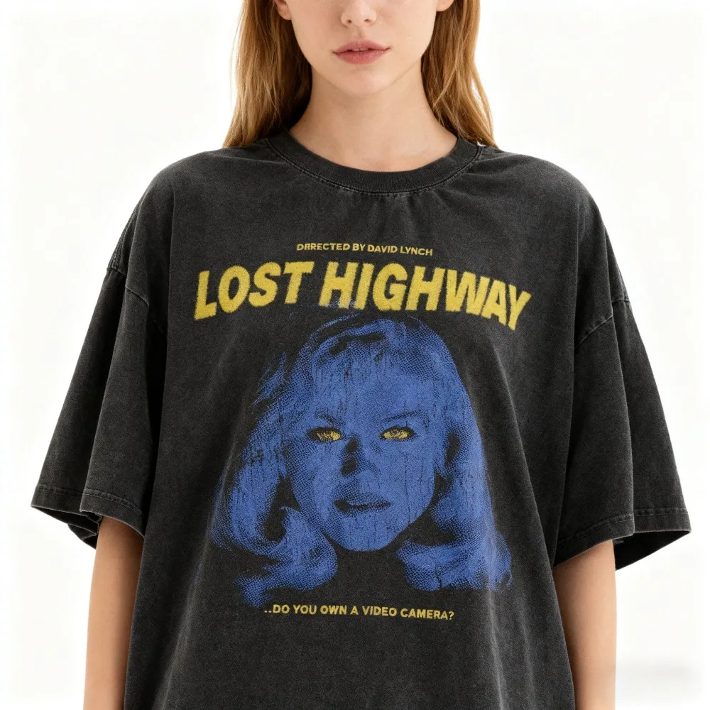Camiseta de película Lost Highway, camiseta de película clásica de David Lynch, camiseta clásica negra de moda para hombre, ropa de calle Gildan 5000