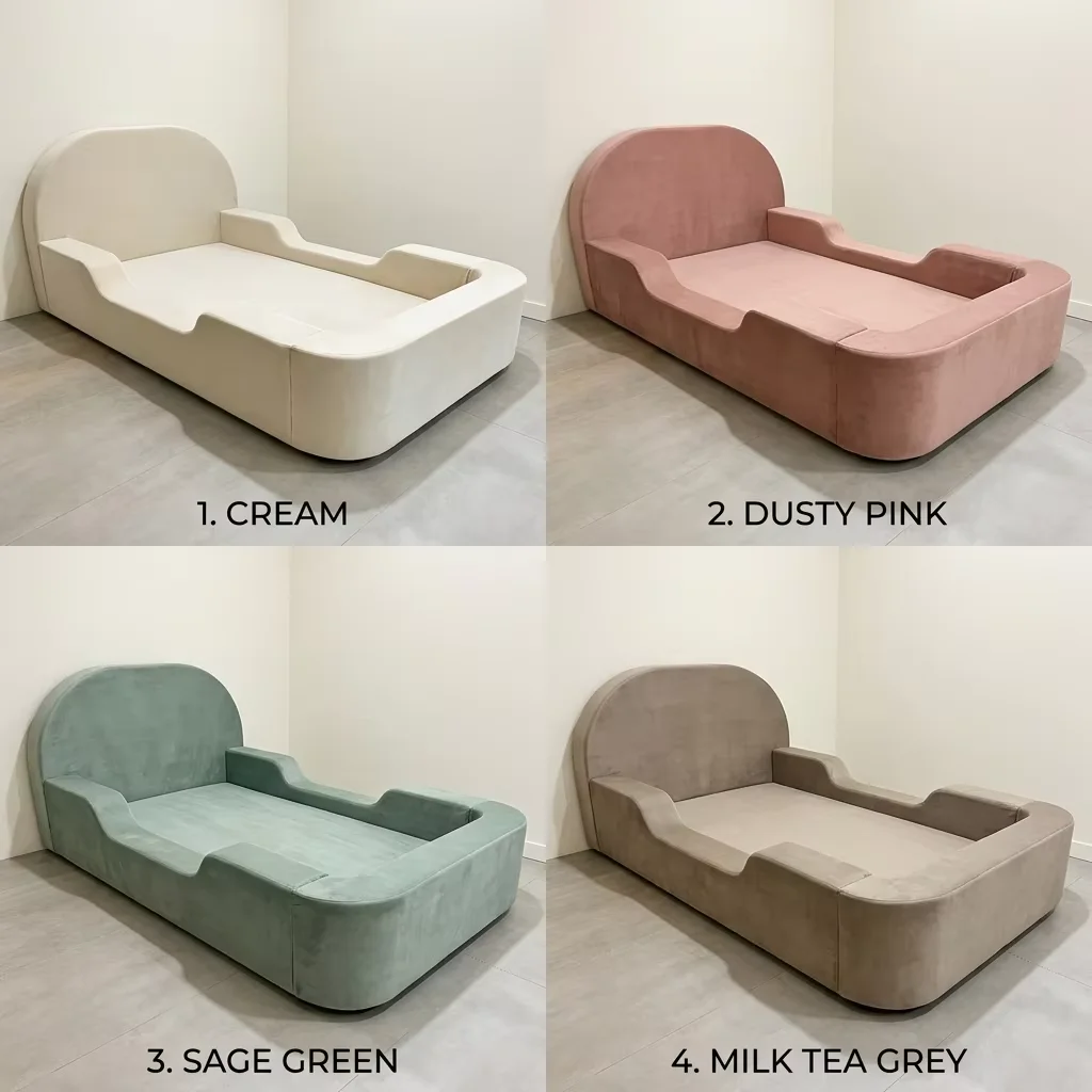 CE RoHS Pure Foam Kids Bed Soft Upholstered Toddler Floor Bed High Density Sponge Sofa Bed Vacuum Compression