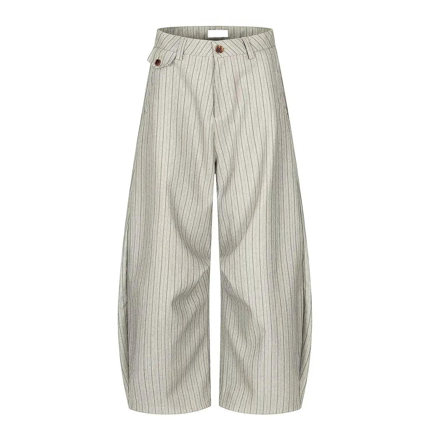 2026 Spring Autumn Retro Old Money Pants Men Bamboo Fabric Tie Waist Draped Trousers Loose Straight Casual Daily Fashion Bottoms