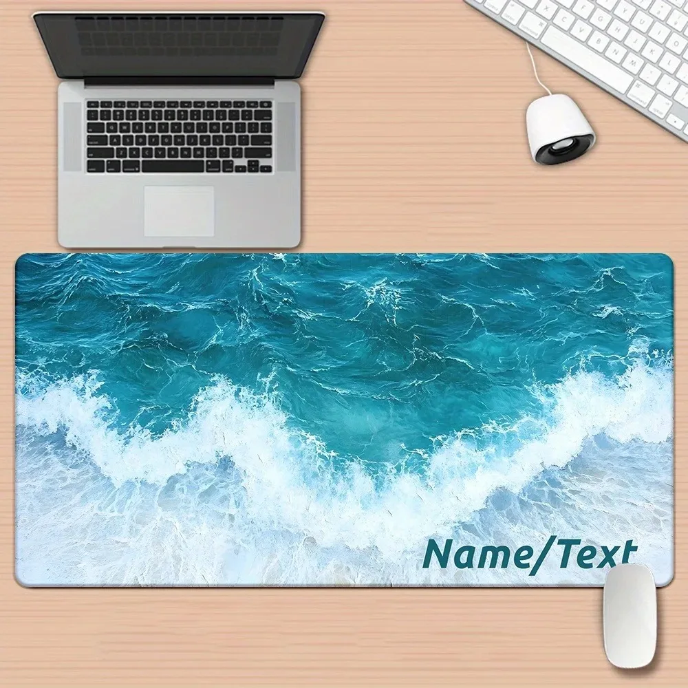 HD Blue Sea Wave Pattern Durable Custom Rubber Mouse Pad, Large Desk Mat, Ideal Gift for Office, Gaming & Home Desktop Decor