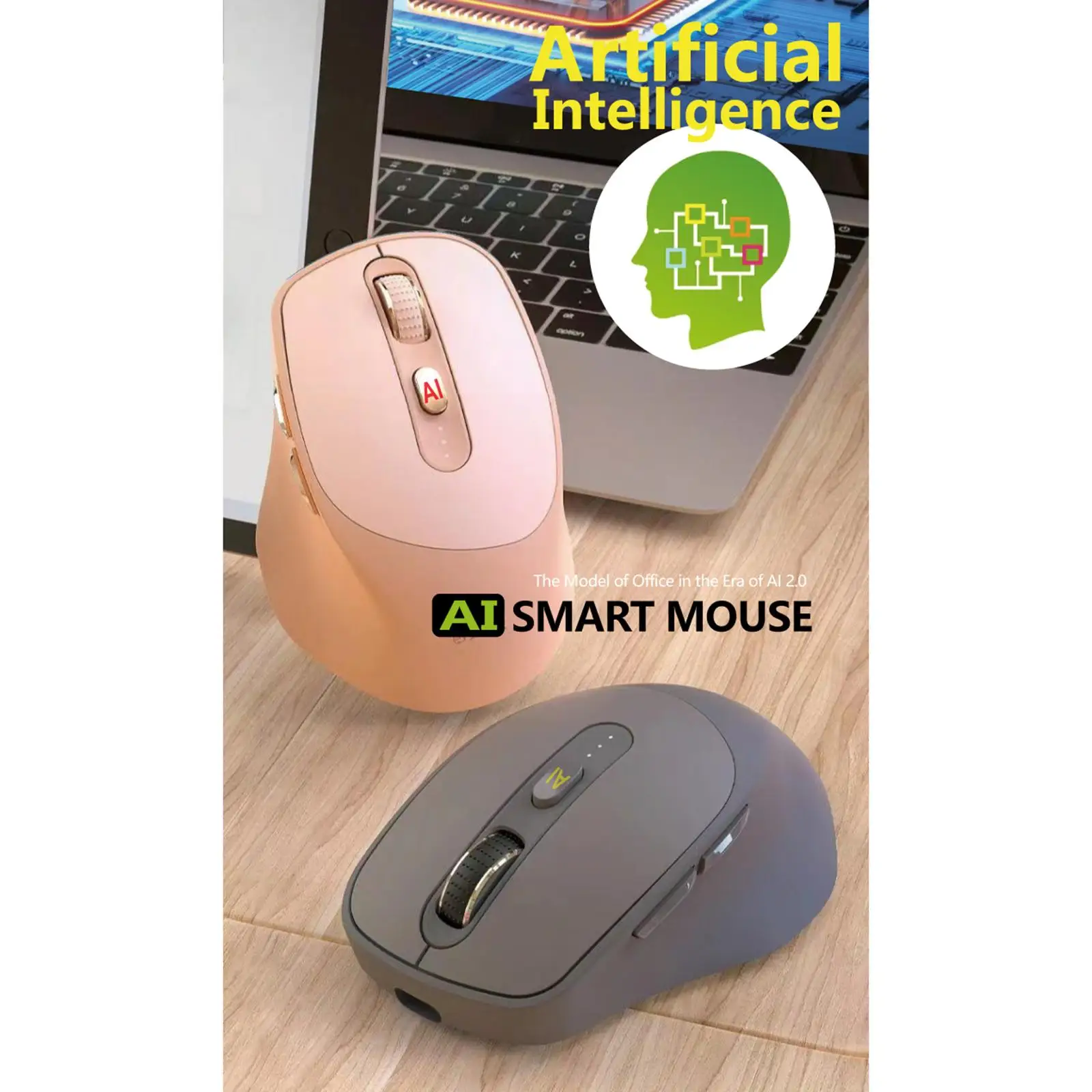 Wireless Mouse Office with Horizontal Scroll Wheel Silent 2.4G Optical Mice Accessory Ergonomic Mouse for PC Intelligent Laptop