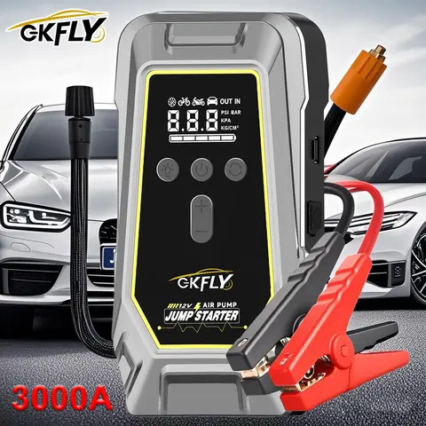 GKFLY 4 In 1 3000A 점프 스타터 보조베터리 16000mAh 150PSI 공기 압축기 타이어 펌프 휴대용 충전기 자동차 부스터 시작 장치