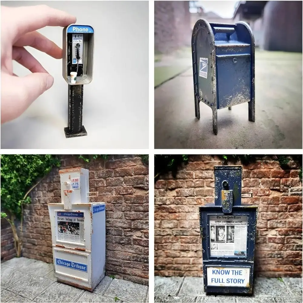 

1:12 Scale Miniature Payphone Play House Furniture Phone Booth Miniature Mailbox Ornament Handmade Decoration